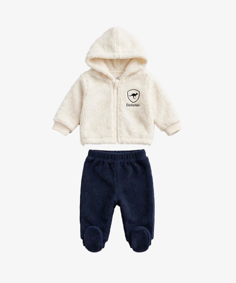 Belletex Kiddos Fleece 2-Piece Set – Cream / Navy Bear